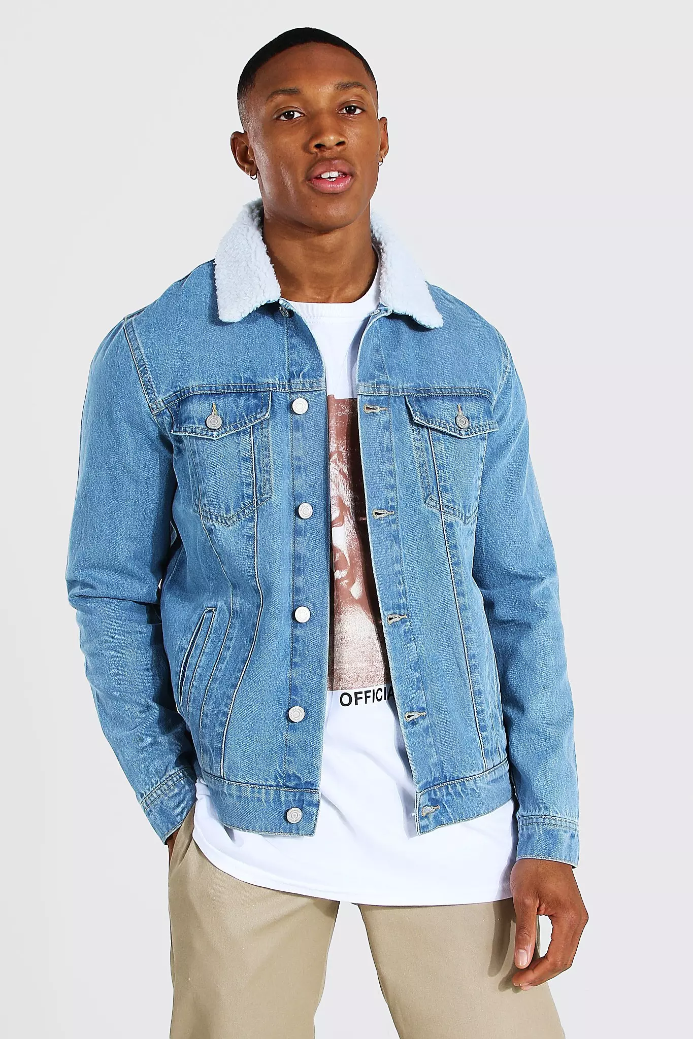 Denim jacket 2025 borg collar